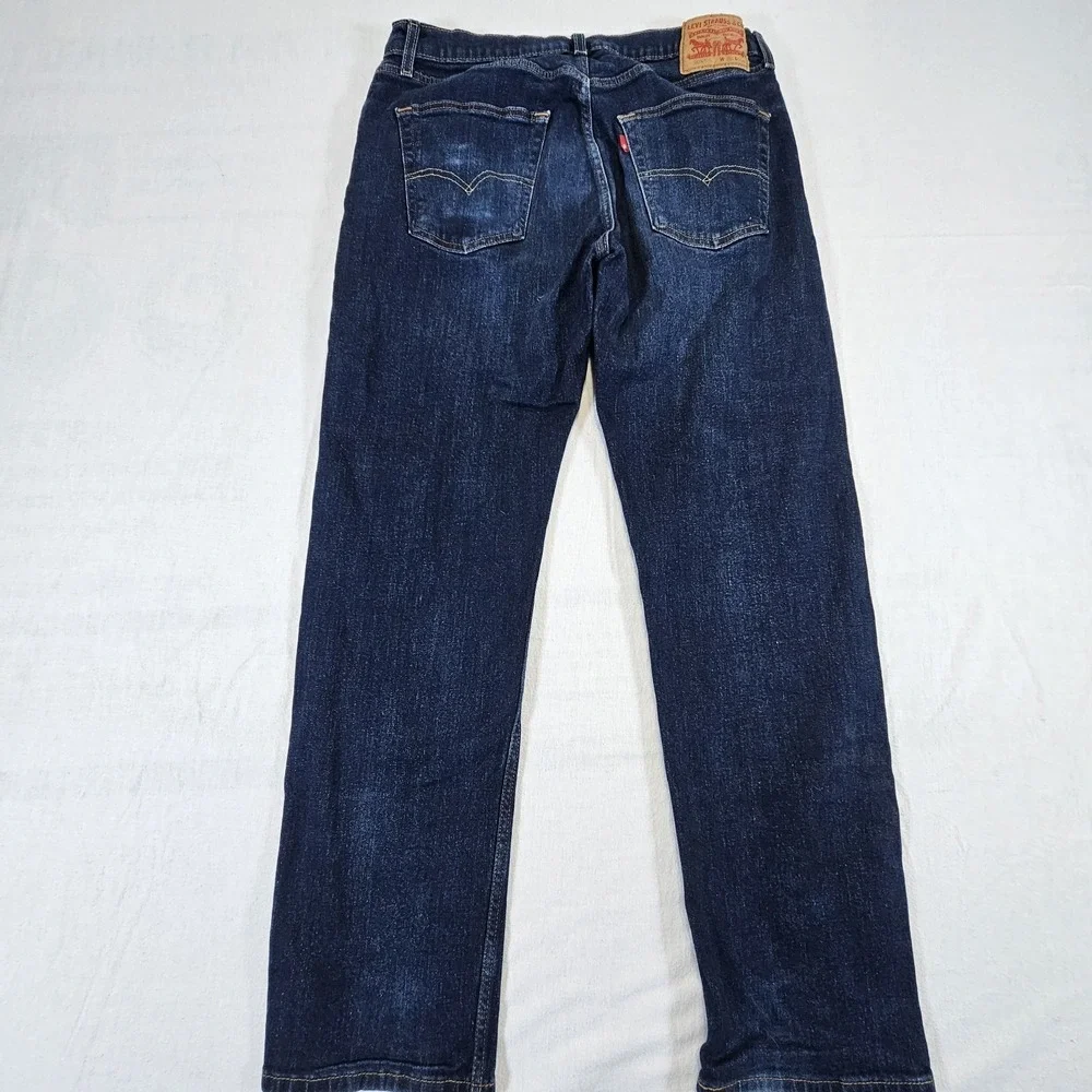 Levi's 505 Jeans Mens 36 32 Regular Fit Straight Leg Jeans Dark Wash Red 